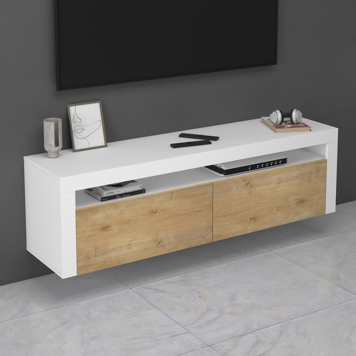 glasvilla Fernsehschrank TV Schrank Lowboard Hängeschrank 2 Türen mit Soft-Close Fernsehtisch für Wohnzimmer BTH: 160x40x46 cm Fernsehschrank01