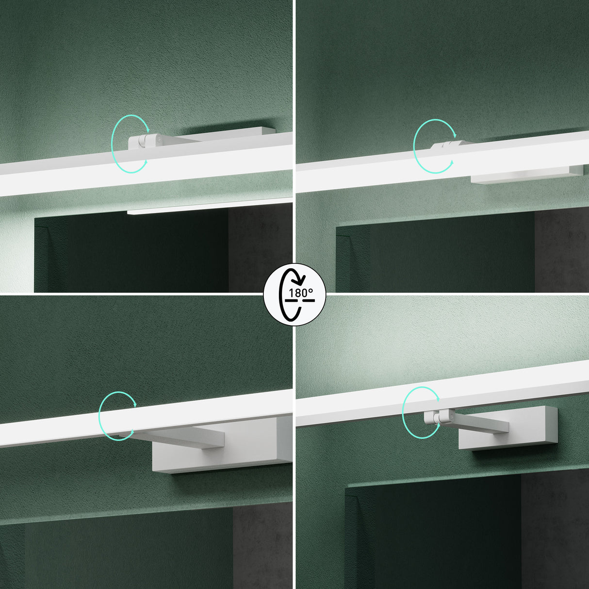 glasvilla Spiegelleuchte 40cm LED Badlampe | Spiegellampe, 6000K Badezimmer Lampe | 180° Drehbar 9W Luxaris