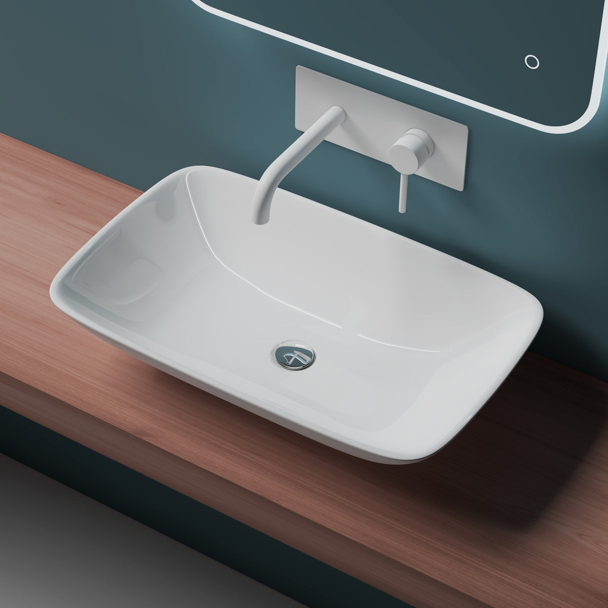 glasvilla Waschbecken Aufsatzwaschbecken,weiß Brüssel159 aus Keramik,mit Nano-Beschichtung