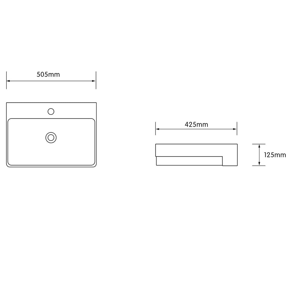glasvilla Waschbecken Aufsatzwaschbecken Keramik Rechteckig Waschplatz 1 Armaturenloch Weiß Brüssel702