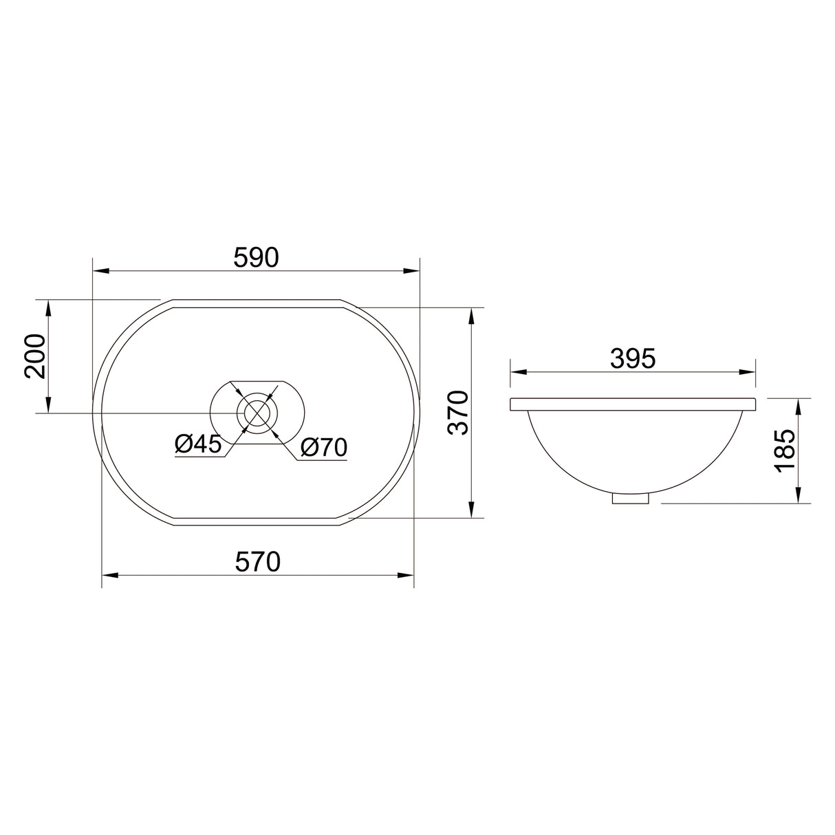 glasvilla Waschbecken Einbauwaschbecken, weiß Brüssel5006A aus Keramik, mit Nano-Beschichtung