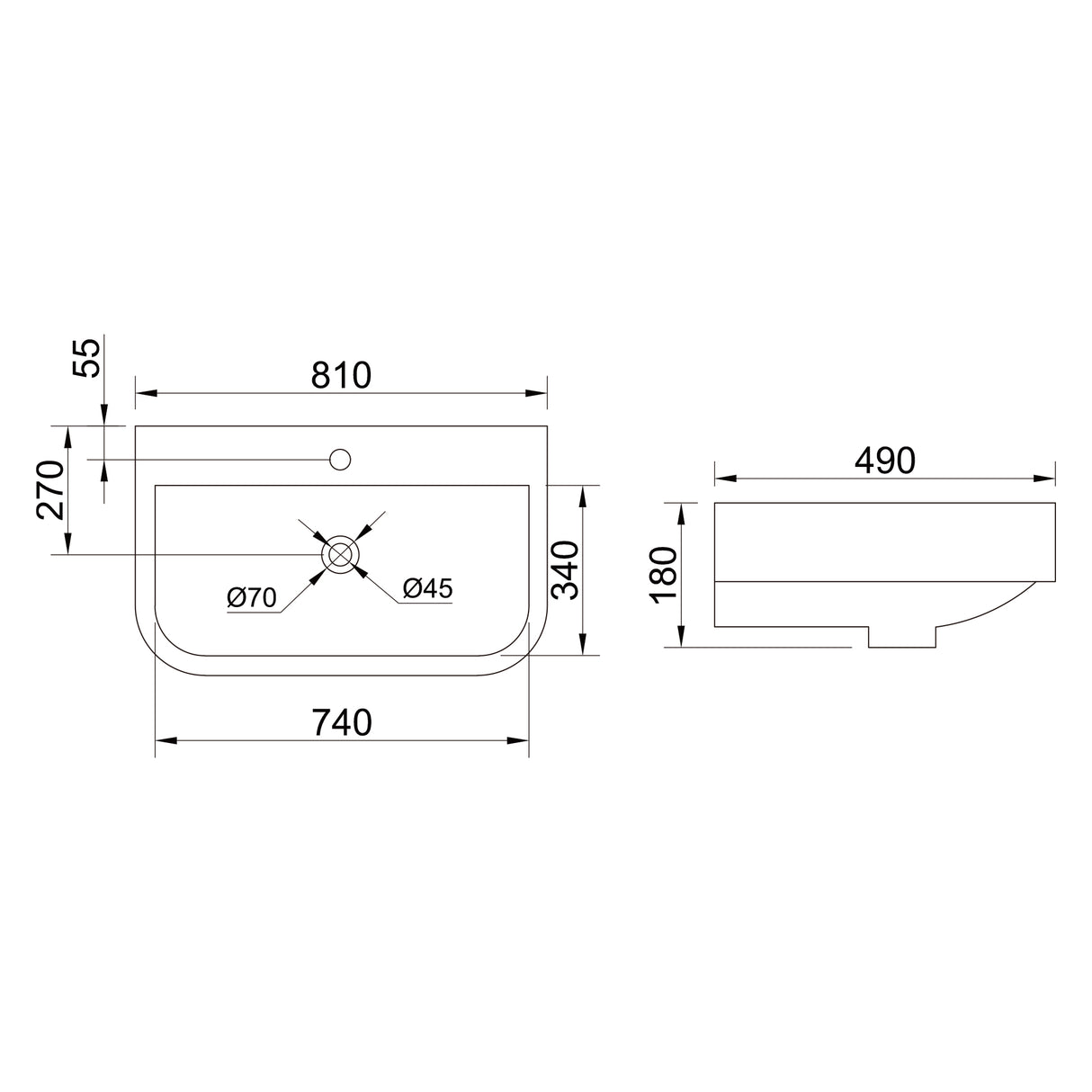 glasvilla Waschbecken Aufsatzwaschbecken Hängewaschbecken Brüssel5021 BTH: 81x49x18cm Weiß aus Keramik inkl. Nano-Beschichtung