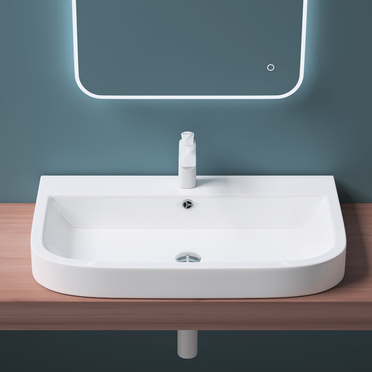 glasvilla Waschbecken Aufsatzwaschbecken Hängewaschbecken Brüssel5021 BTH: 81x49x18cm Weiß aus Keramik inkl. Nano-Beschichtung