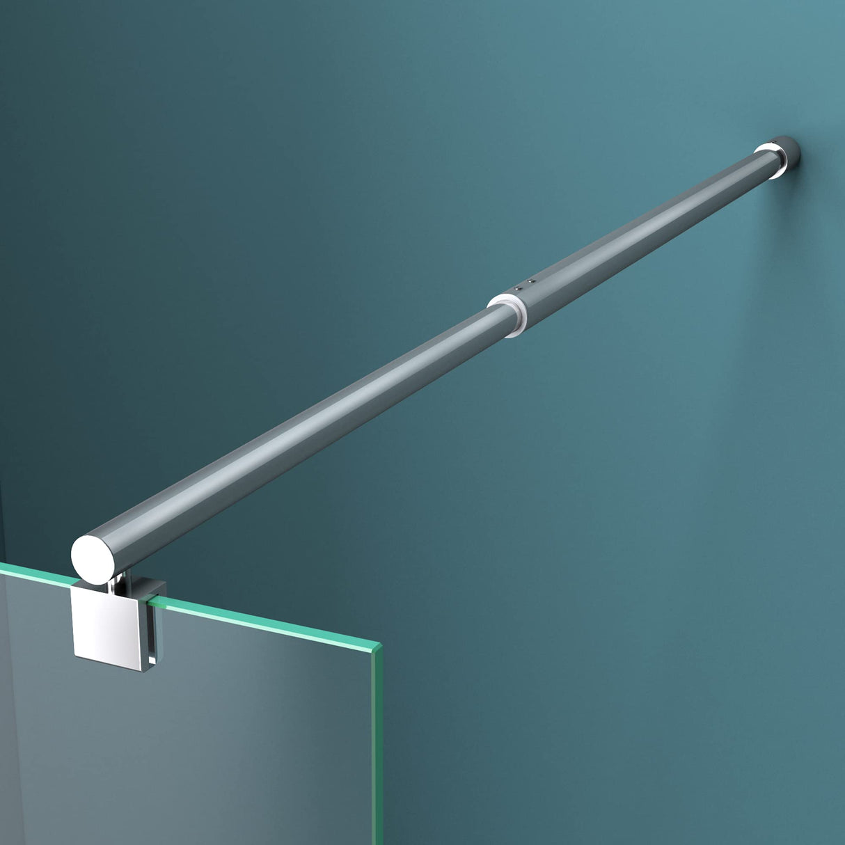 glasvilla Haltestange Duschwand Duschabtrennung Duschglaswand | Stabilisator für Walk in Dusche | um 180°schwenkbar für 6-10 mm Glasstärke