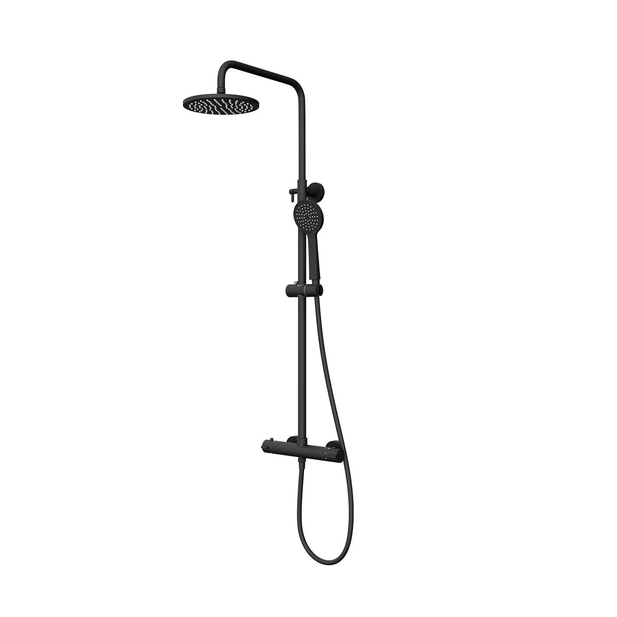 glasvilla Wassersparende Regendusche Wellness-Duschsystem schwarz matt mit rundem Duschkopf (Ø 20cm) Dusch-Set mit Handbrause & Einhebelmischer in zeitloser Optik