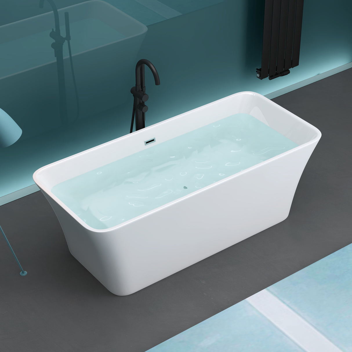 glasvilla Freistehende Badewanne Acryl Oval Acryl-Standbadewanne inkl. Pop Up Ablaufgarnitur Weiß