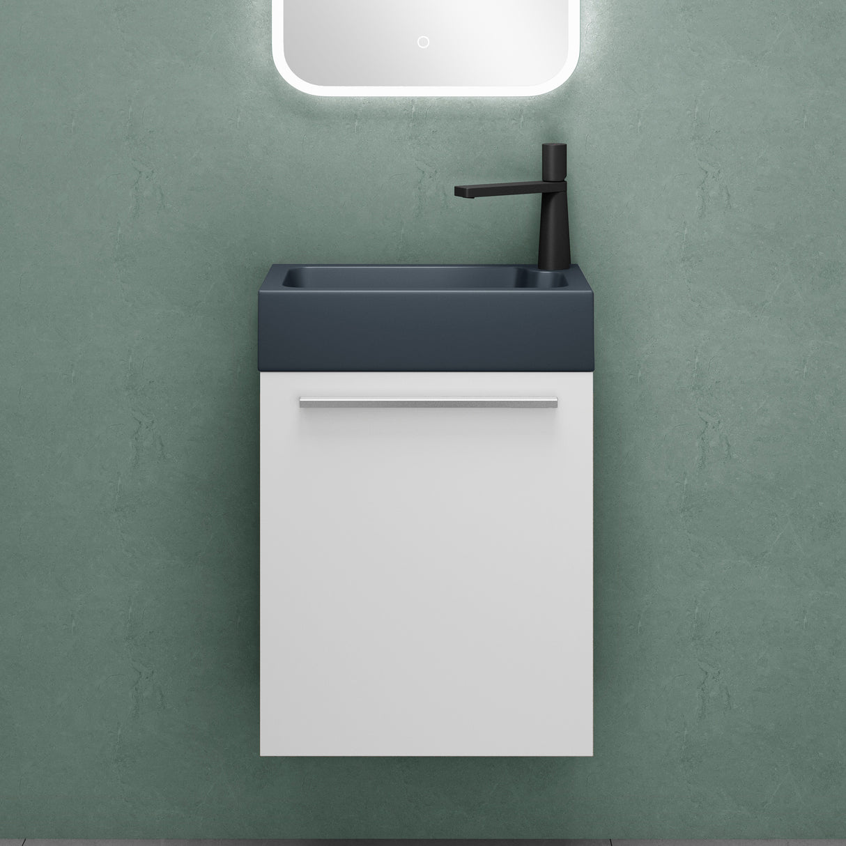 glasvilla Badmöbelset Badezimmermöbel Waschbeckenunterschrank inkl. Waschbecken Anthrazit matt und LED-Badspiegel BxTxH 46x26x63 cm Pisa