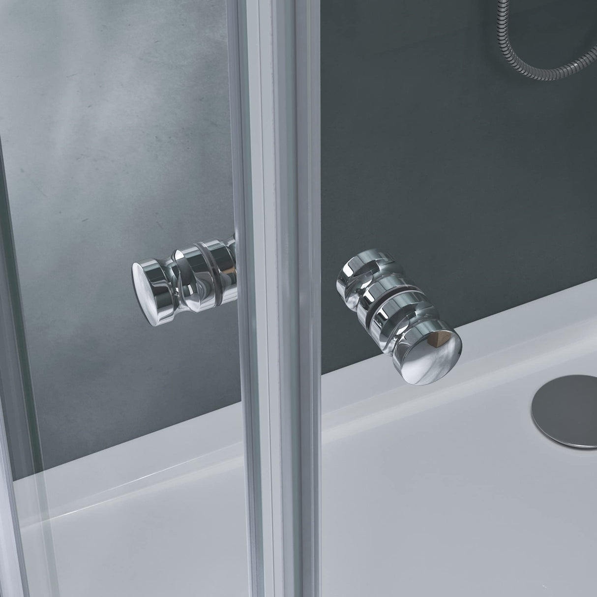 glasvilla Duschkabine mit Doppel-Schiebetür Duschtür Eckeinstieg Echtglas Lotuseffekt 6mm ESG-Sicherheitsglas Ravenna16K