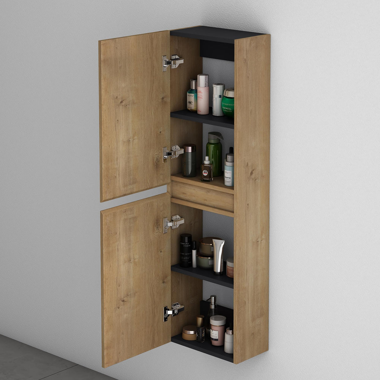 glasvilla Seitenschrank Badezimmerschrank mit 2 Türen und 4 Fächern Badregal Allzweckschrank Badschrank BTH: 35x20x120 cm Verona