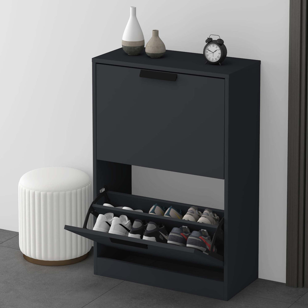 glasvilla Schuhschrank Schuhkommode Schuhkipper BxTxH: 60x28x89 cm Schmal Schuhregal Möbel Schuhschrank01
