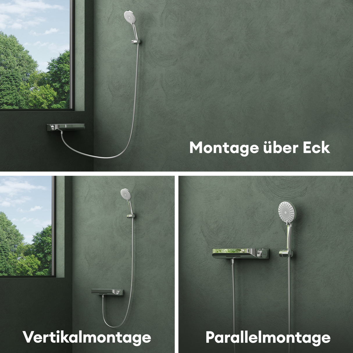 glasvilla Thermostat Badewannenarmatur mit Handbrause Wannenarmatur Wannenthermostat 4 Strahlarten Wandarmatur für Badewanne aus Messing inkl. Brauseschlauch Duschsystem8