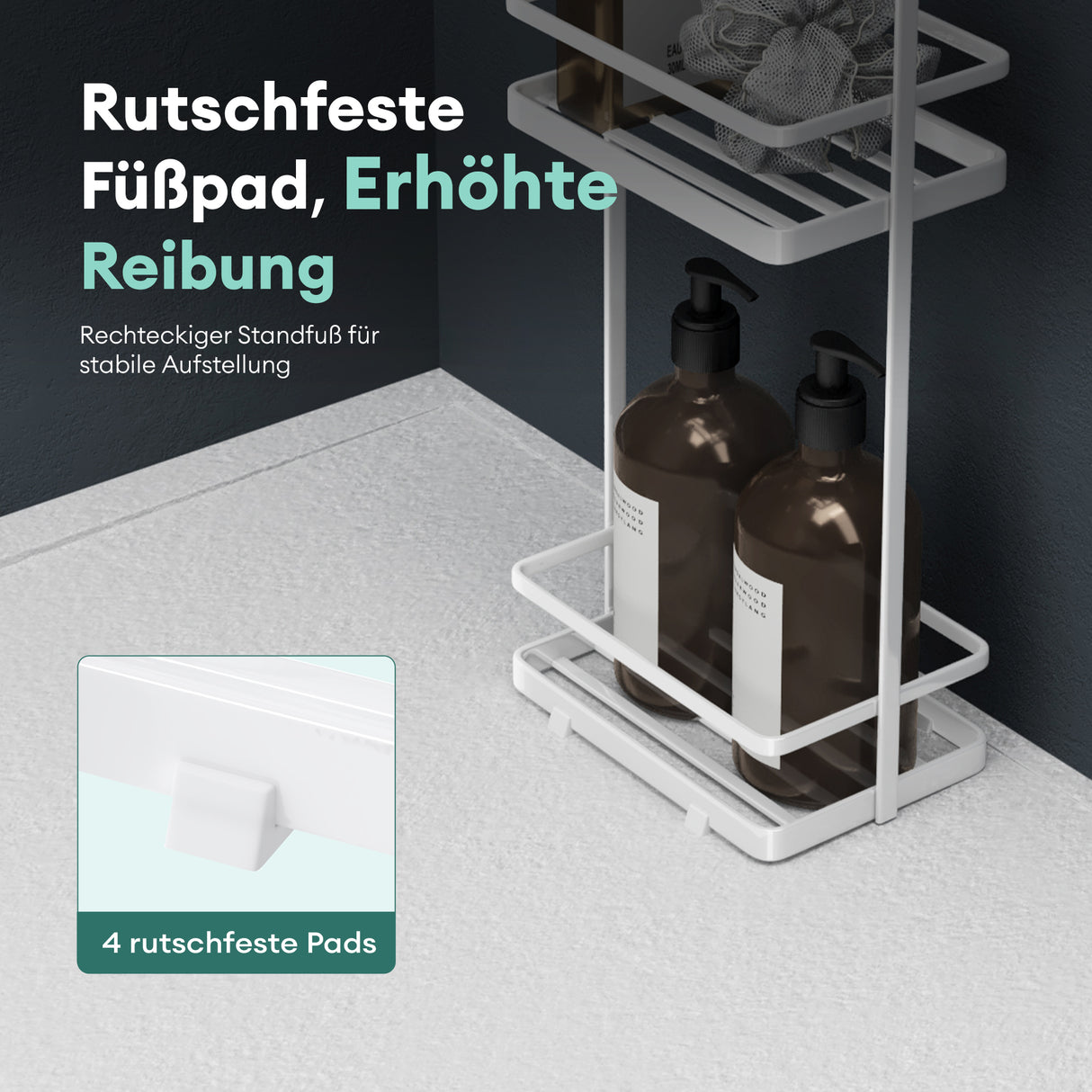 glasvilla Badezimmerregal stehend Badregal Standregal 3-stöckige aus Metall Badezimmerablage schmales Regal 18x12,5x67,3 cm Reglo-02