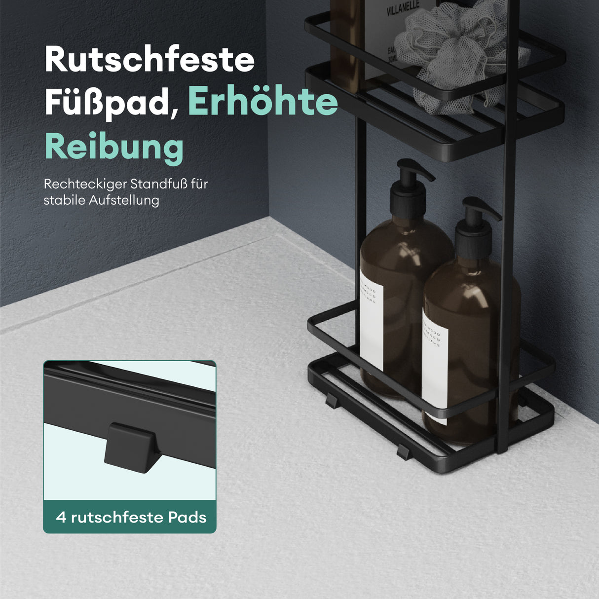 glasvilla Badezimmerregal stehend Badregal Standregal 3-stöckige aus Metall Badezimmerablage schmales Regal 18x12,5x67,3 cm Reglo-02