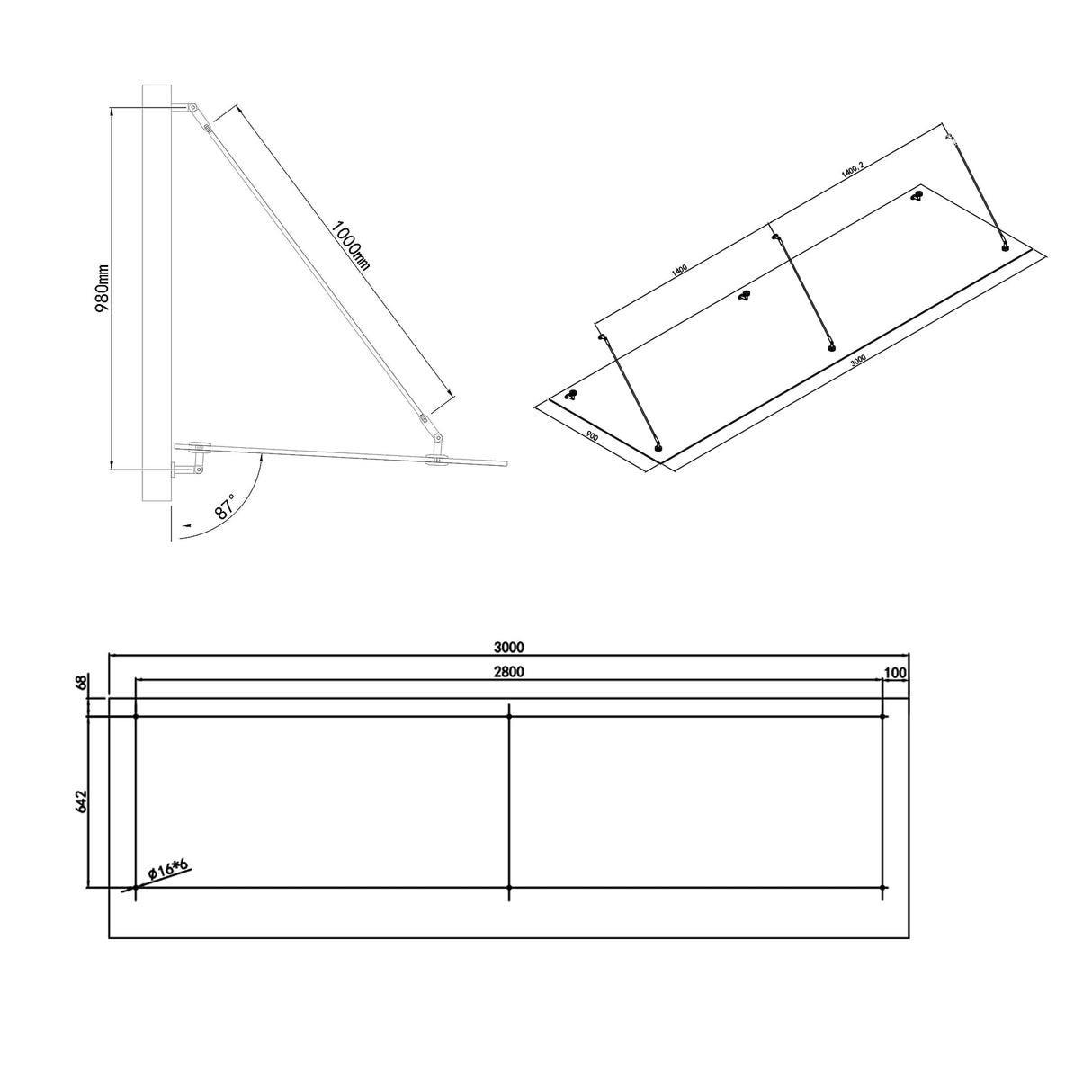 glasvilla Glasvordach Überdachung Transparenter VSG mit SGP Folie Vordach Edelstahl Wandhalterung Regenschutz Eingangsbereich VDG02K