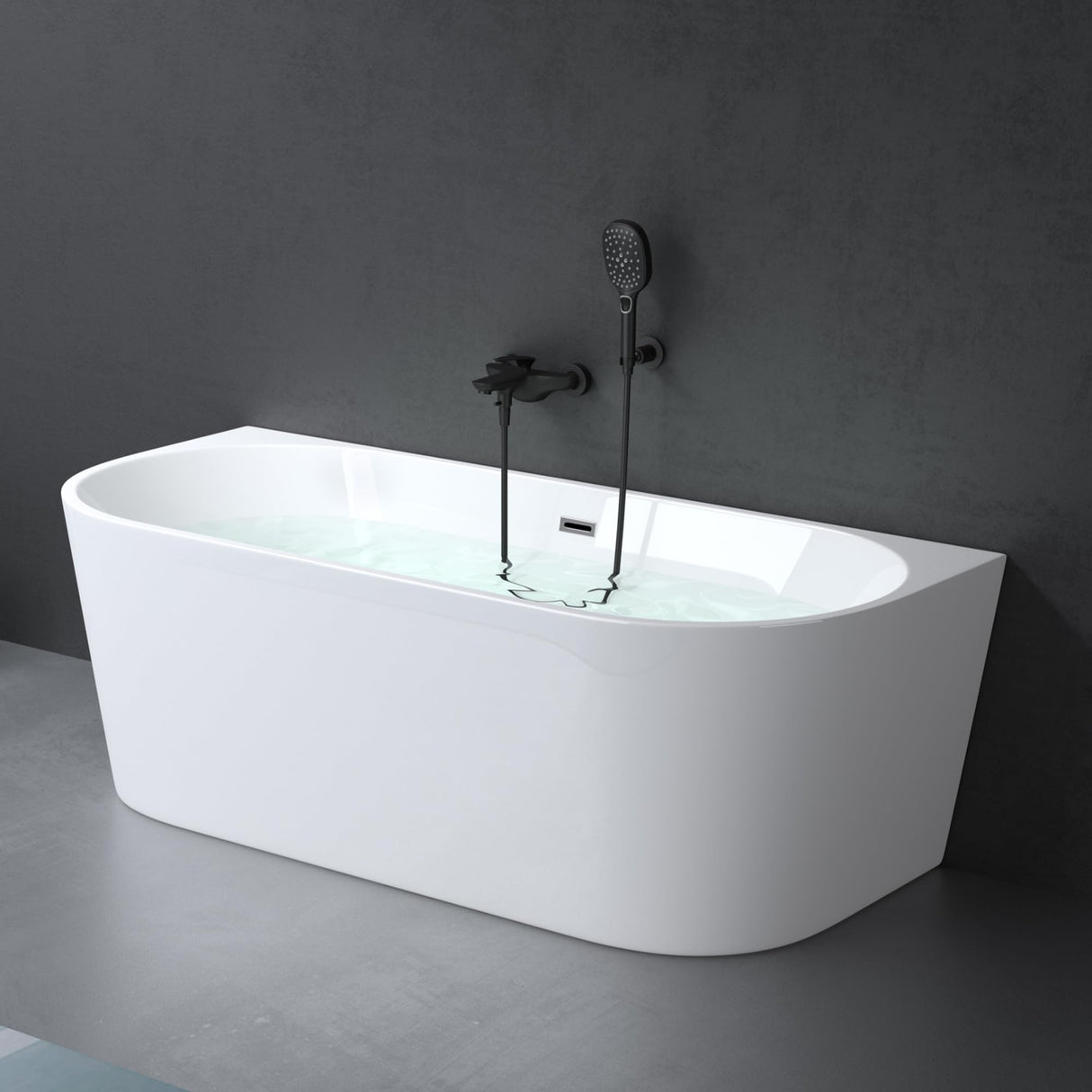 glasvilla Freistehende Badewanne Acryl Oval Acryl-Standbadewanne inkl. Pop Up Ablaufgarnitur Weiß