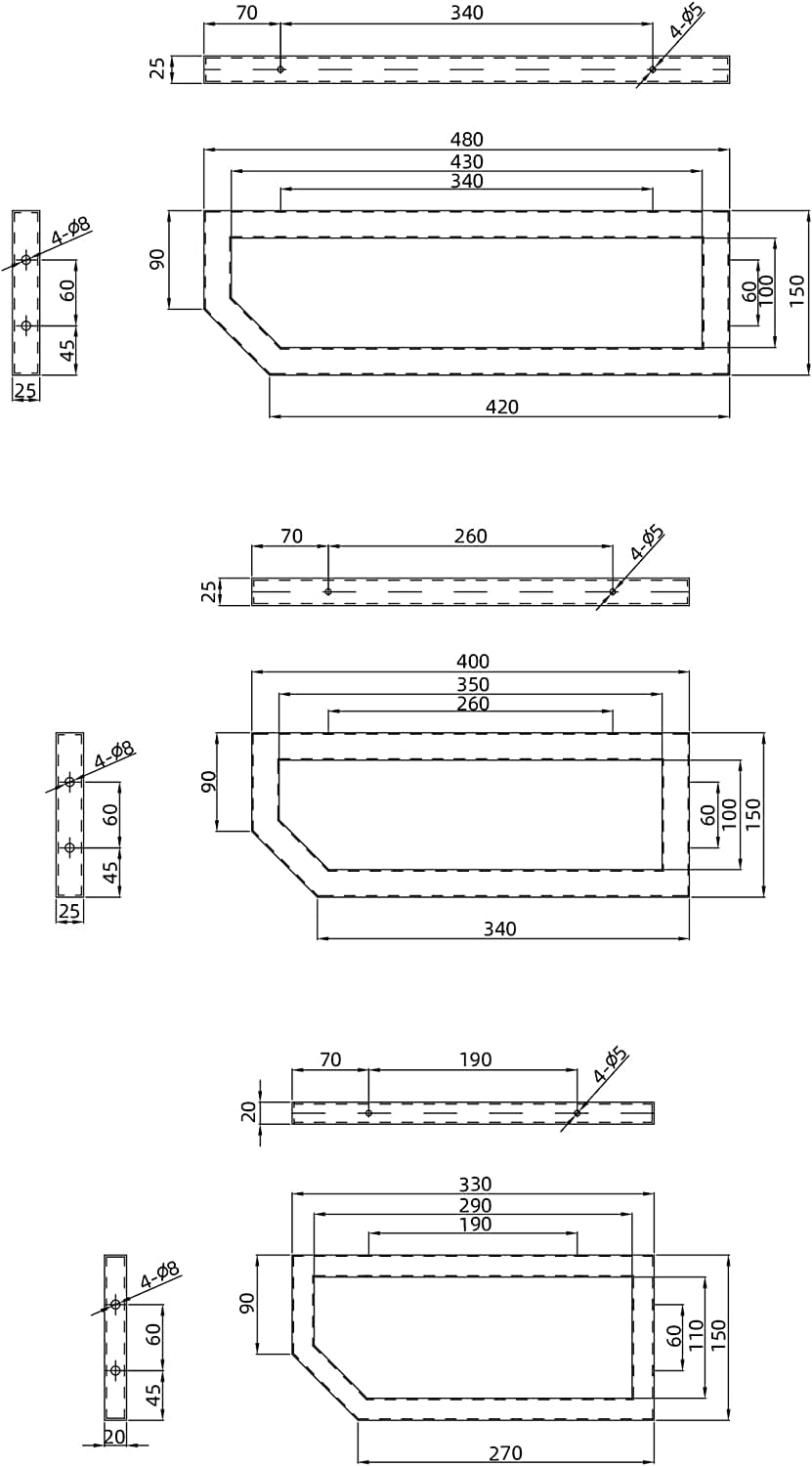 glasvilla Design Wandkonsole aus Edelstahl Waschtisch Halterung WH03
