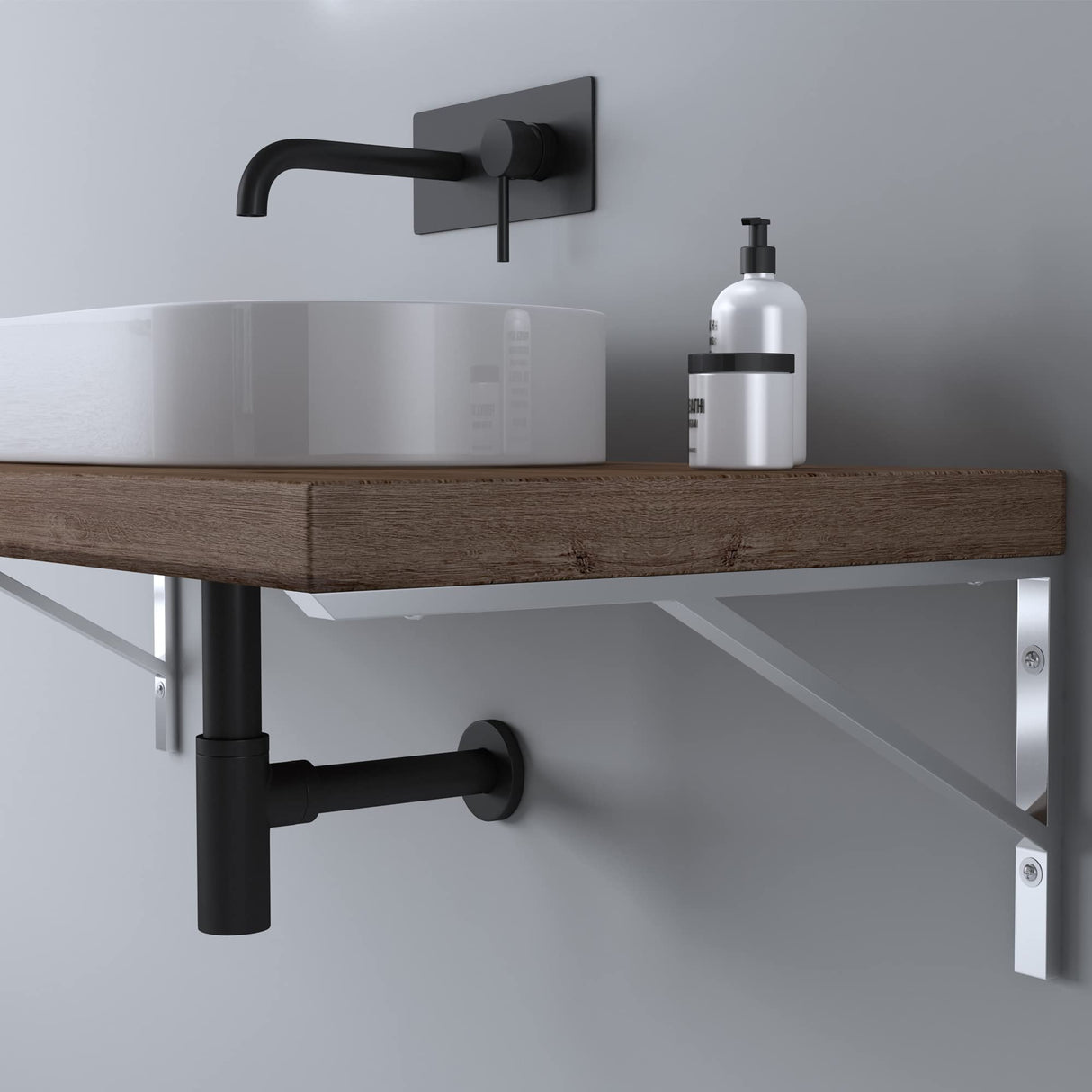 glasvilla Design Wandkonsole aus Edelstahl Waschtisch Halterung WH02