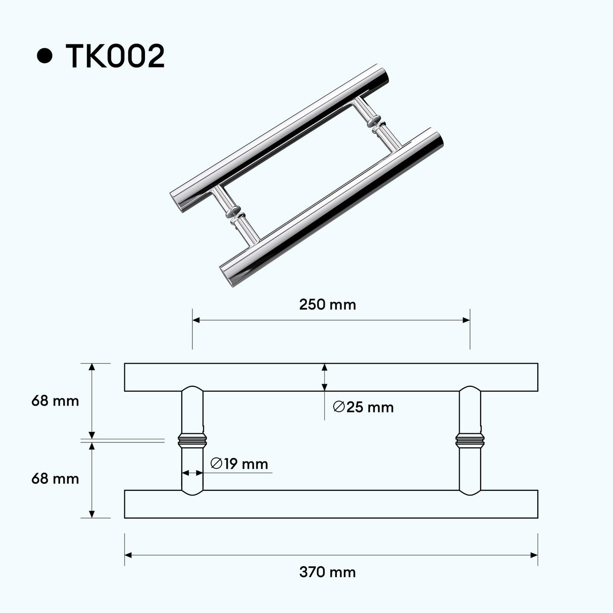glasvilla Türgriff Zimmertürknopf Duschtürgriff Stangengriff Glastürgriffe Stoßgriff