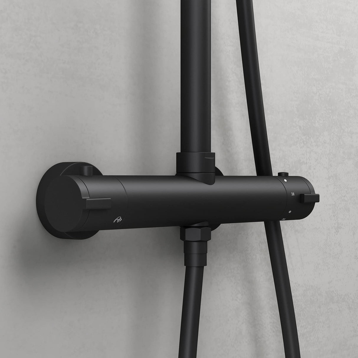 glasvilla Wassersparende Regendusche Wellness-Duschsystem schwarz matt mit rundem Duschkopf (Ø 20cm) Dusch-Set mit Handbrause & Einhebelmischer in zeitloser Optik