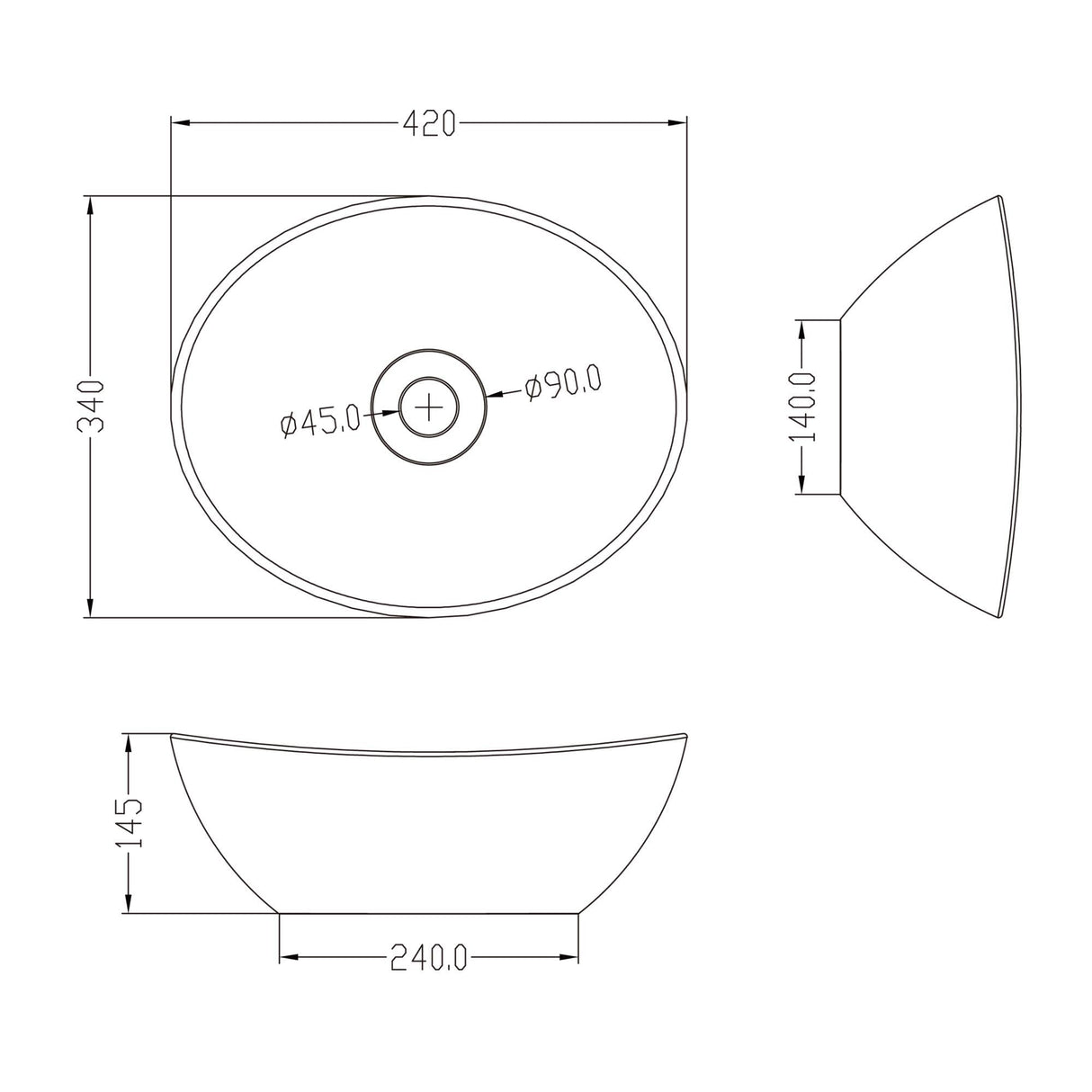 glasvilla Waschbecken Aufsatzwaschbecken Waschschale aus Keramik mit Nano-Versiegelung Brüssel205