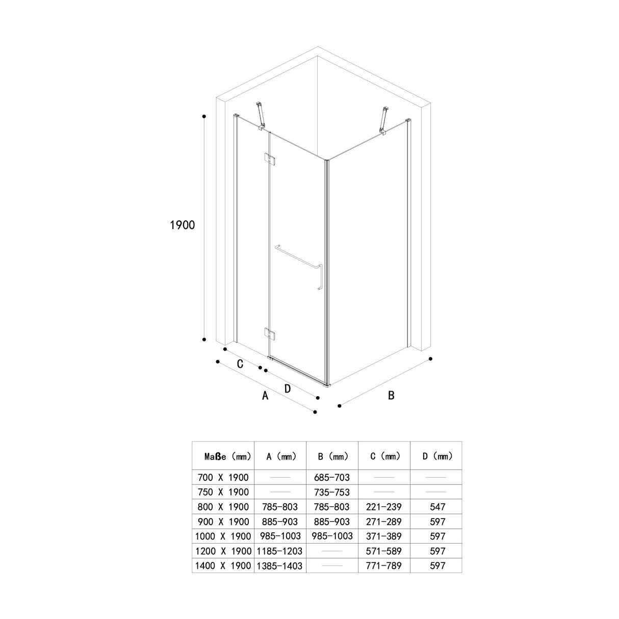 glasvilla Duschkabine Duschtrennwand 6mm ESG-Sicherheitsglas mit Lotus-Effekt & schmutzabweisender Nano-Beschichtung Echtglas-Dusche R04k