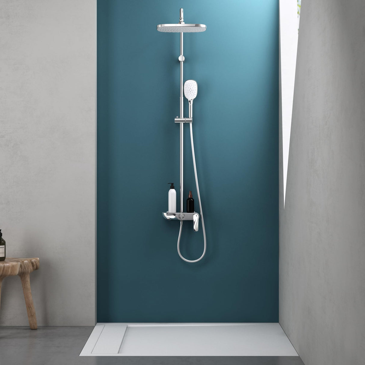 glasvilla Duschsystem mit Hand- und Kopfbrause Regendusche Duscharmatur mit Wandhalterungs-Set