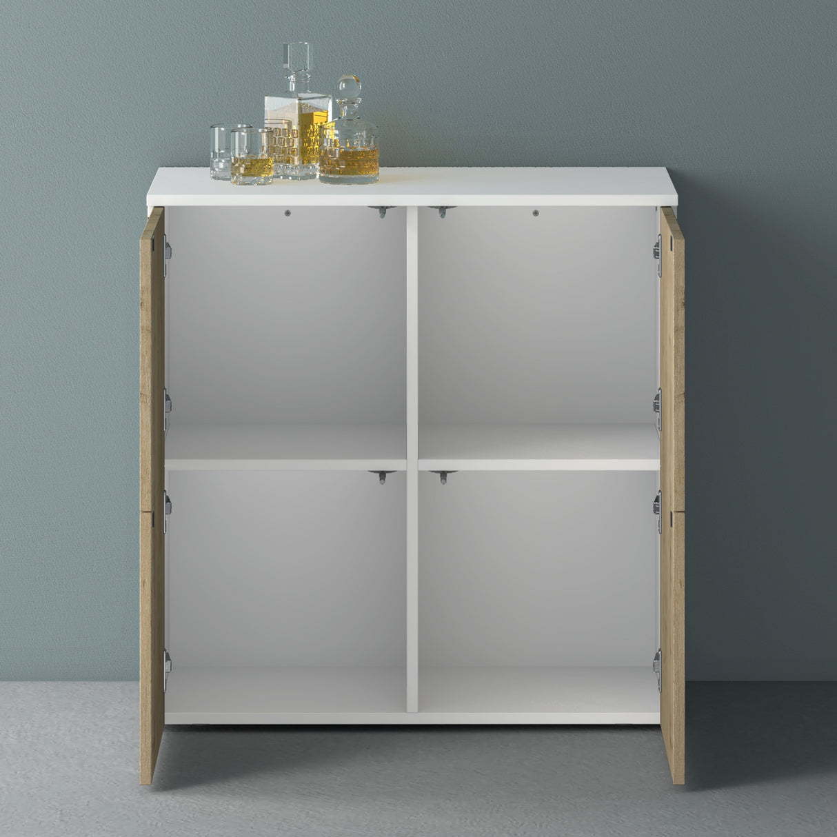 glasvilla Möbel Kommode Aufbewahrungsschrank mit 4 Türen Sideboard Schrank Mehrzweckschrank Schrank04