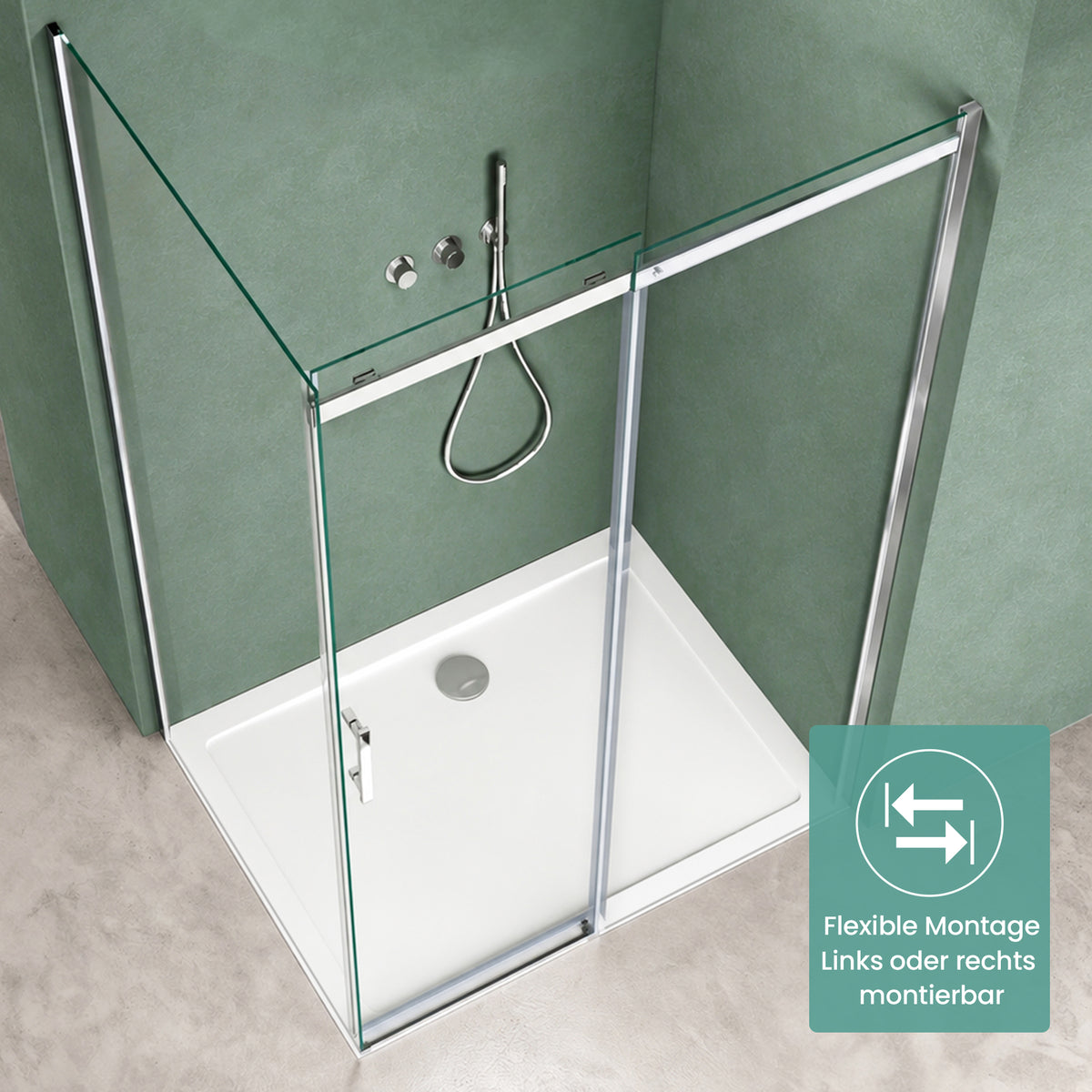 galsvilla Cabina de ducha Separación de ducha 8mm vidrio de seguridad con NANO ducha de esquina con puerta corredera Ravenna18