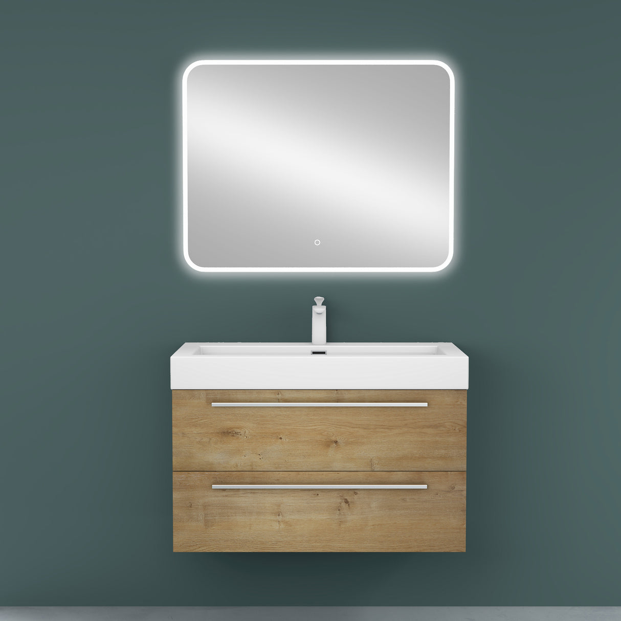 glasvilla Badmöbel-Set Waschbeckenunterschrank Waschtisch mit Unterschrank inkl. Mineralguss-Waschbecken Quadratto