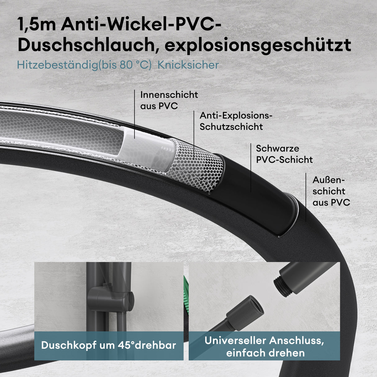 glasvilla Duschsystem mit Thermostat, Duscharmatur Komplettset mit Sicherheitsverriegelung, 3 Strahlarten höhenverstellbar Duschbrause mit Unterauslauf aus Messing Duschsystem9