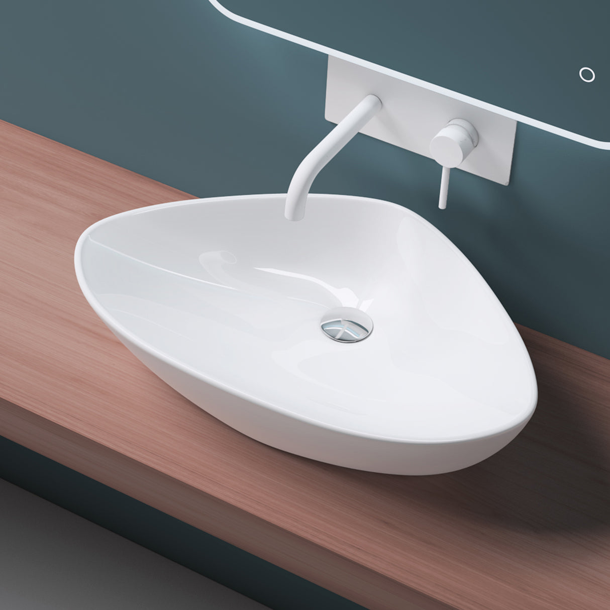 glasvilla Waschbecken Aufsatzwaschbecken Waschschale Aufsatzwaschtisch aus Keramik Aufsatzschale in weiß inkl. Nano-Beschichtung Brüssel215