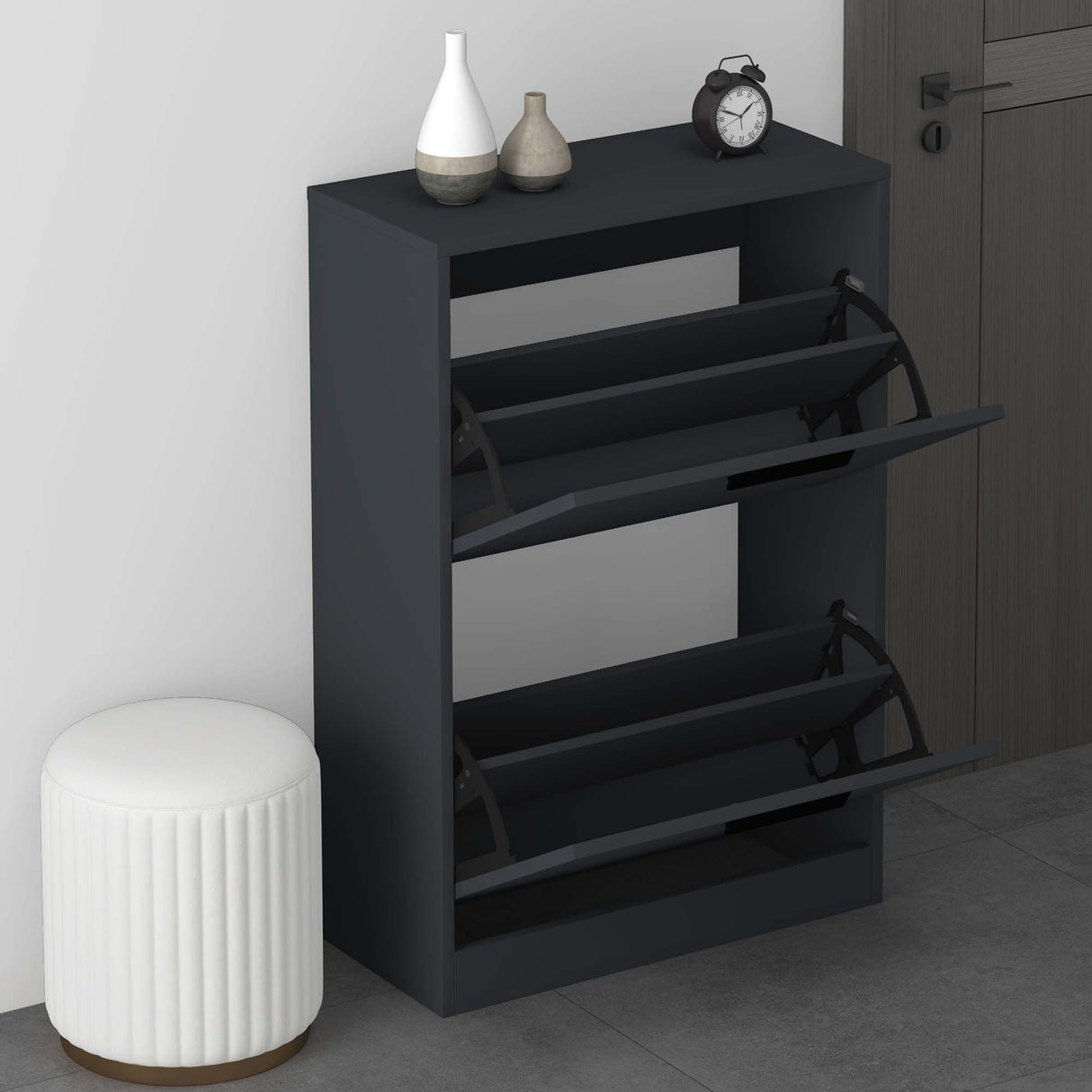 glasvilla Schuhschrank Schuhkommode Schuhkipper BxTxH: 60x28x89 cm Schmal Schuhregal Möbel Schuhschrank01