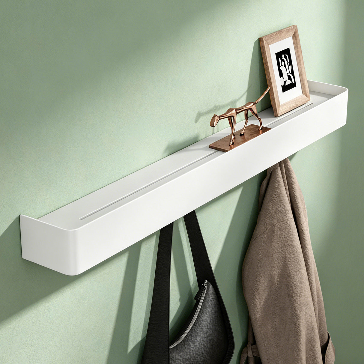 glasvilla Duschablage zum Bohren oder Kleben, Duschregal mit Haken, Badablage zur Wandmontage, Badezimmer Organizer Reglo-05