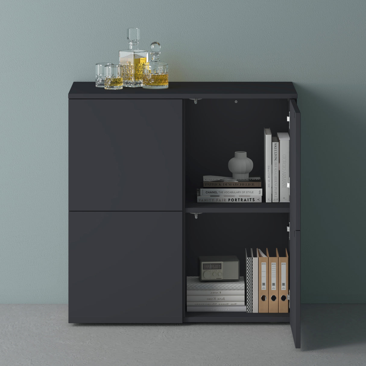 glasvilla Möbel Kommode Aufbewahrungsschrank mit 4 Türen Sideboard Schrank Mehrzweckschrank Schrank04