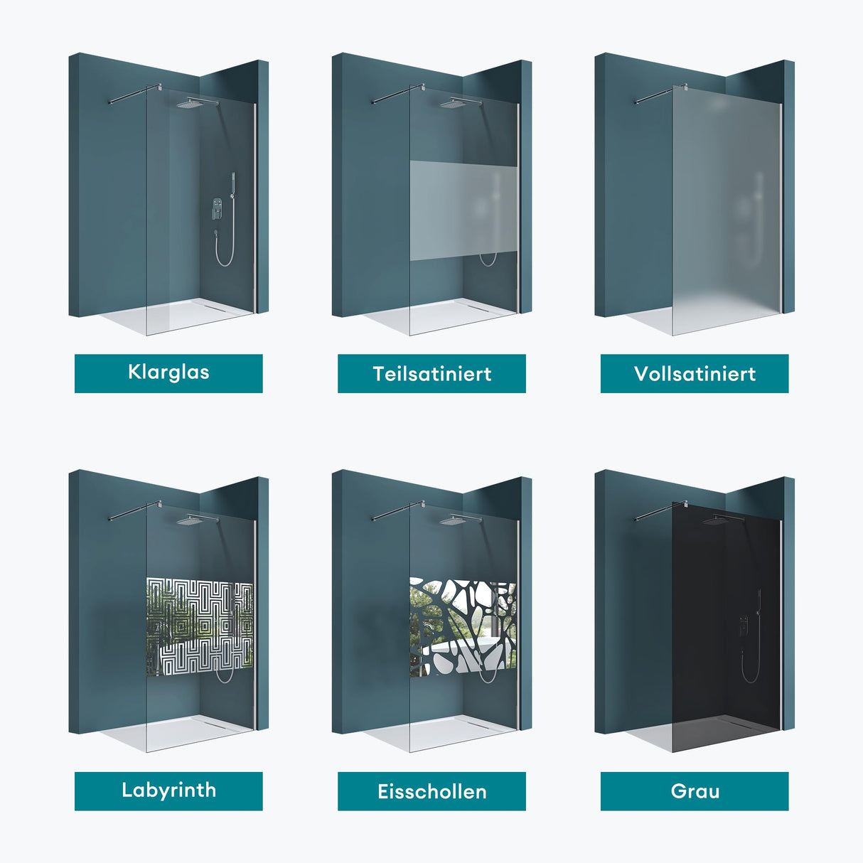 glasvilla Duschwand für Dusche Duschabtrennung Walk-In Dusche ESG-Sicherheitsglas 10mm NANO Glas Bremen2K