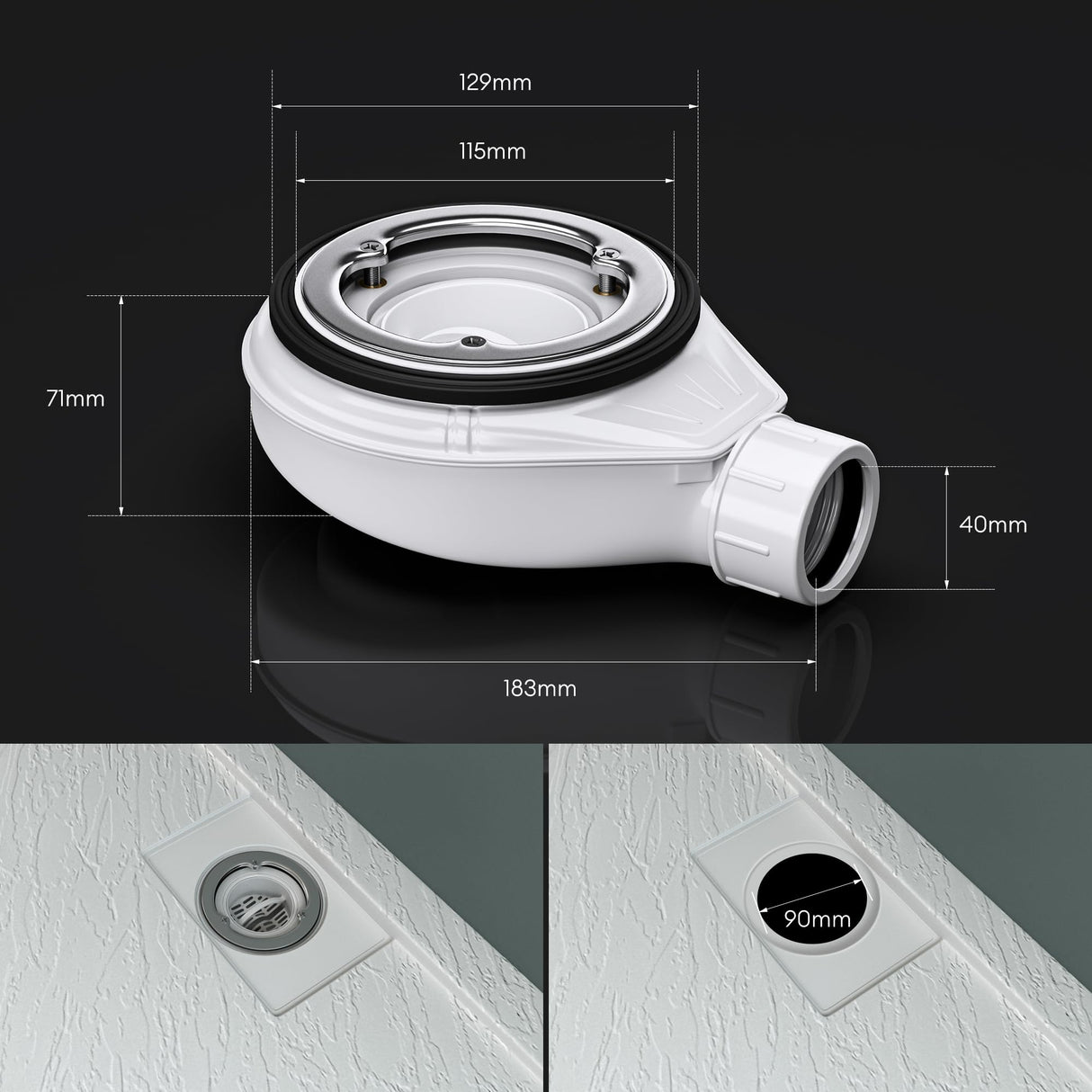 glasvilla Dusche Ablaufgarnitur für Duschwanne Duschtasse Abfluss Ablauf Siphon