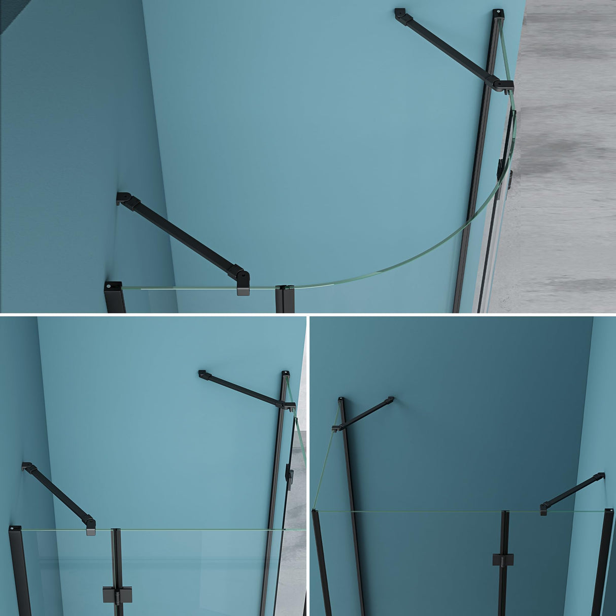 glasvilla Haltestange Duschwand Duschabtrennung Duschglaswand | Stabilisator für Walk in Dusche | um 180°schwenkbar für 6-10 mm Glasstärke