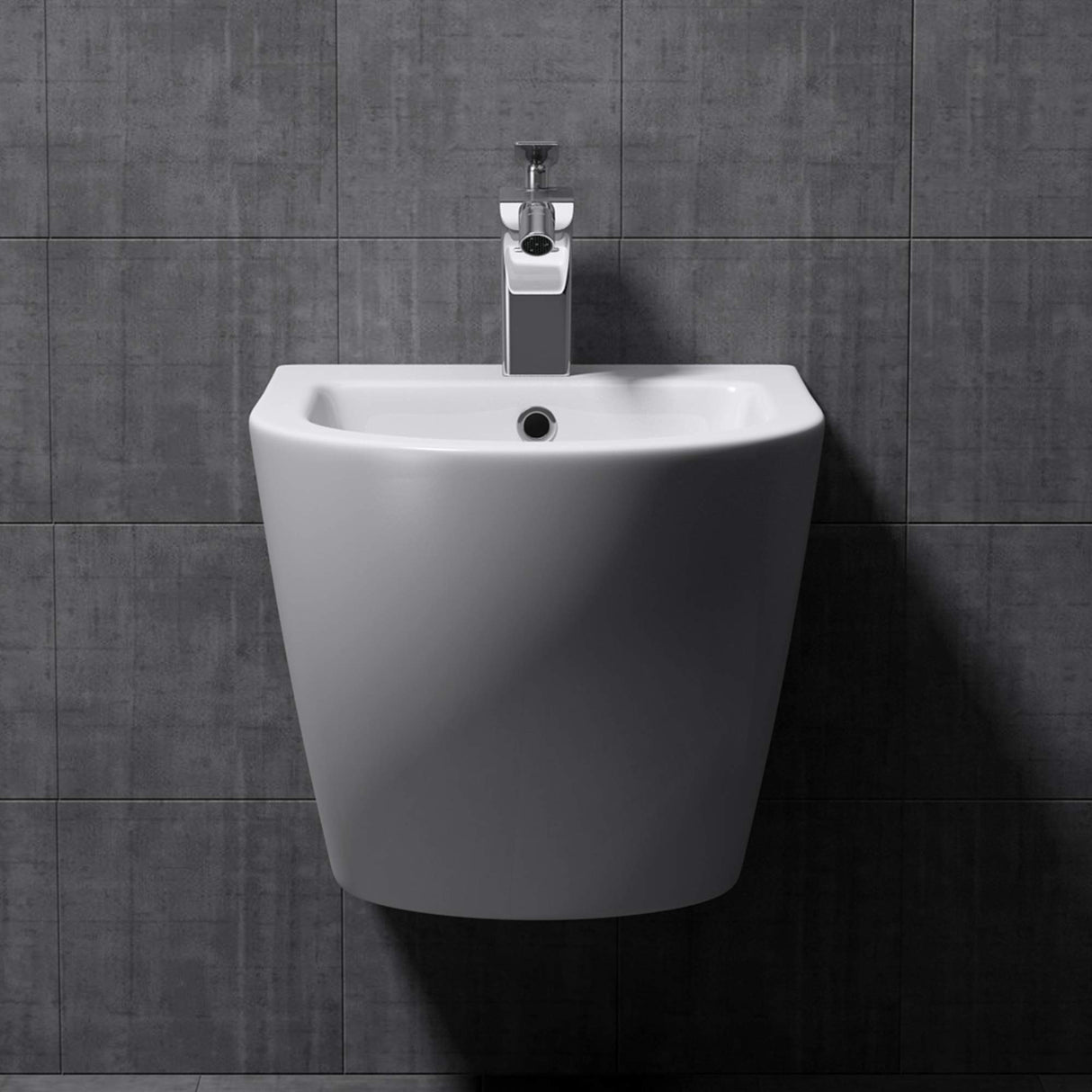 glasvilla Hänge-Bidet Weiß 48,5x36x36cm aus Keramik 1-Hahnloch schmutzabweisende Oberfläche Düren179