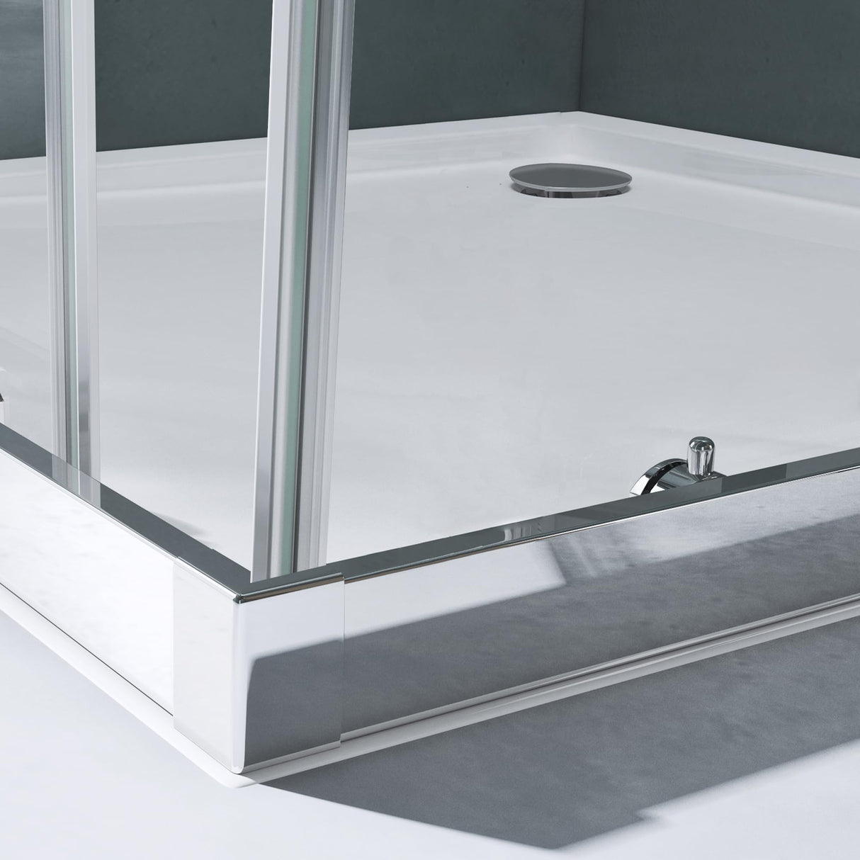 glasvilla Duschkabine Duschabtrennung Eckdusche aus Sicherheitsglas mit NANO Schiebetür 190cm Ravenna16L-K