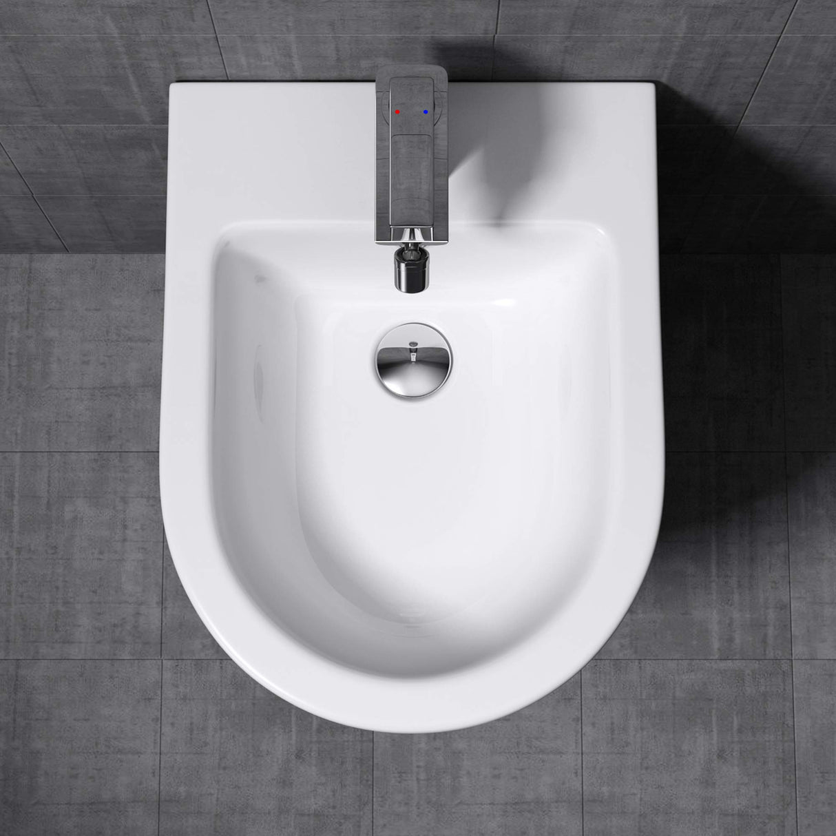 glasvilla Hänge-Bidet Weiß 48,5x36x36cm aus Keramik 1-Hahnloch schmutzabweisende Oberfläche Düren179