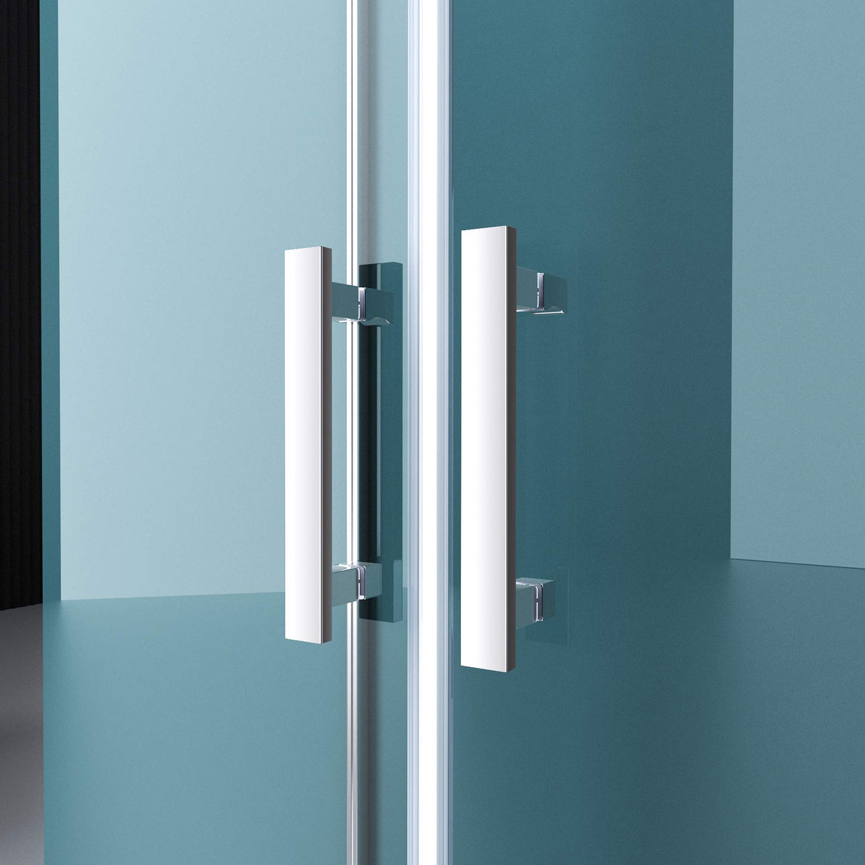 glasvilla Duschabtrennung Duschkabine Aluminiumrahmen ESG-Sicherheitsglas Klarglas Doppeltüre Ravenna50K