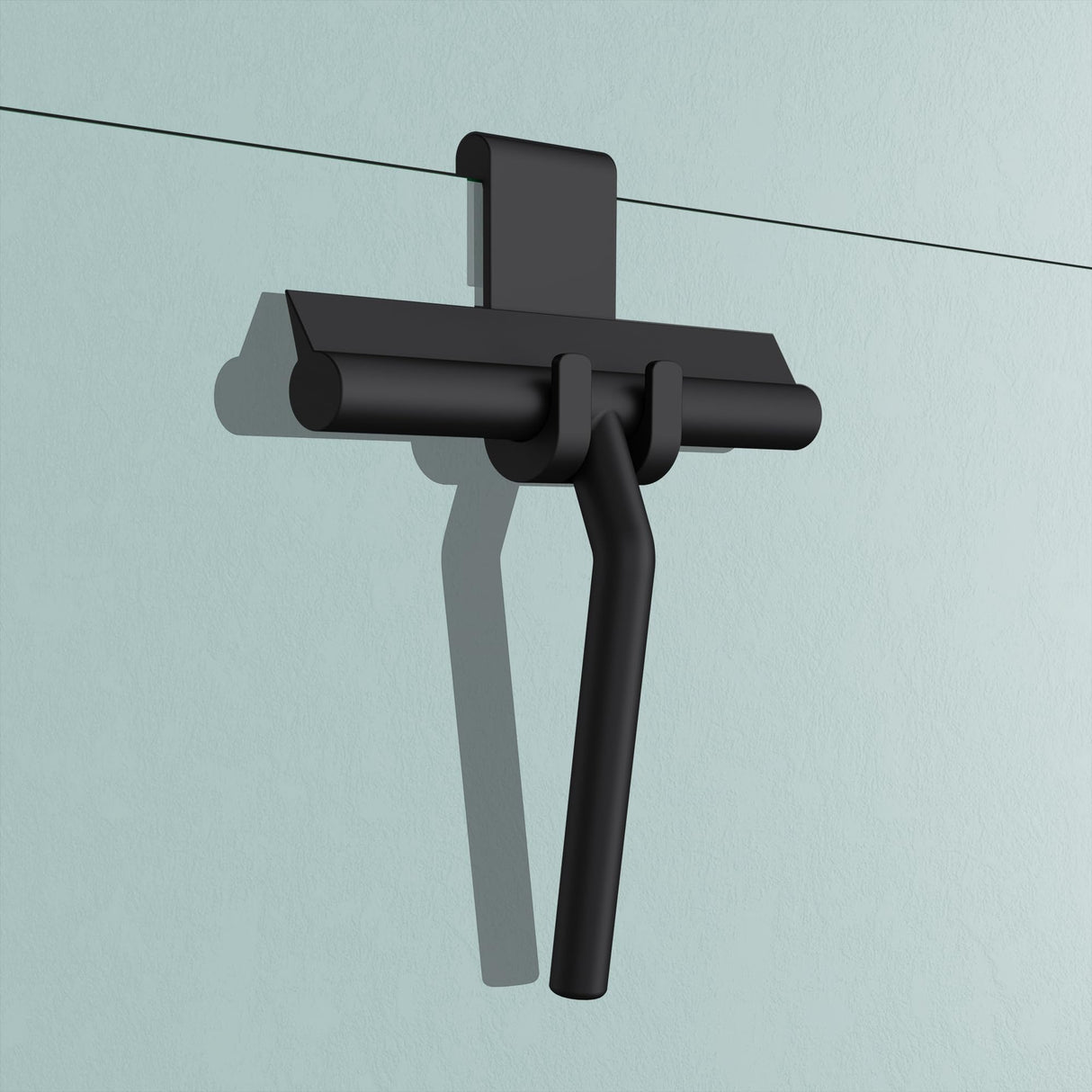 glasvilla Duschabzieher schwarz matt inkl. Aufhänger Silikon Abzieher 19x21cm (LxB) Badezimmer Scheibenabzieher