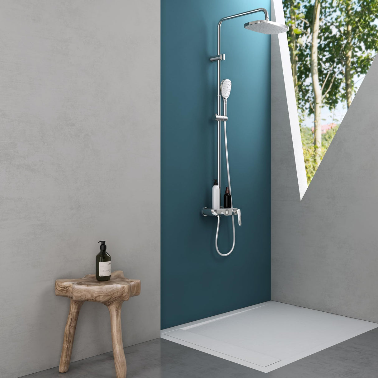 glasvilla Duschsystem mit Hand- und Kopfbrause Regendusche Duscharmatur mit Wandhalterungs-Set