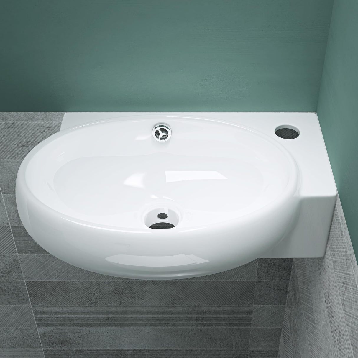 glasvilla Waschbecken Gäste WC Aufsatzwaschbecken Hängewaschbecken aus Keramik mit NANO, BTH: 42x28x15cm, Brüssel001