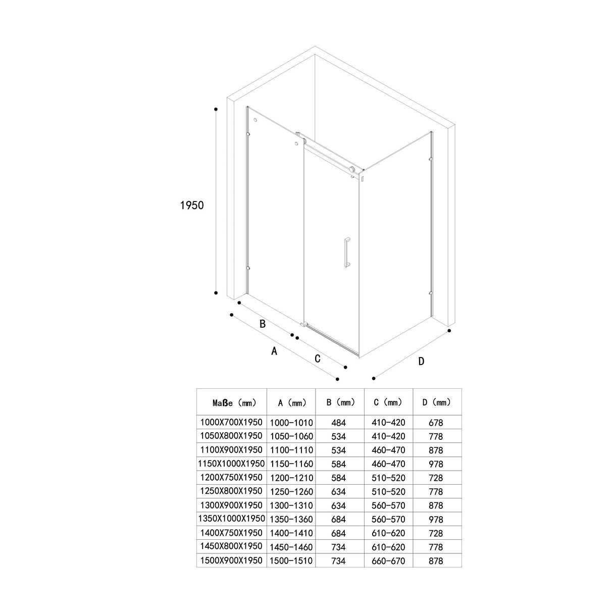 glasvilla Duschkabine Schiebetür Eckdusche 8mm ESG mit NANO-Beschichtung 4-Punkt Halterung Dusche Rav17-2K
