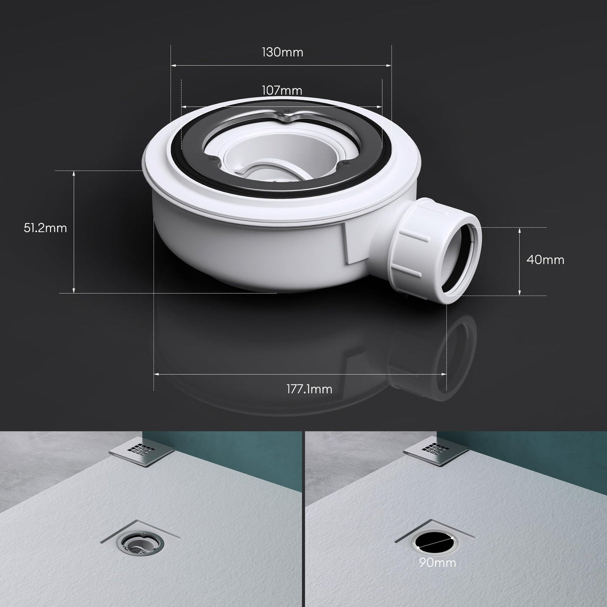glasvilla Dusche Ablaufgarnitur für Duschwanne Duschtasse Abfluss Ablauf Siphon