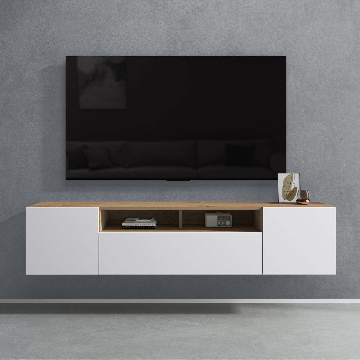 glasvilla TV Schrank Fernsehschrank 3 Türen mit Soft-Close Lowboard Hängeschrank Fernsehtisch für Wohnzimmer Fernsehschrank03
