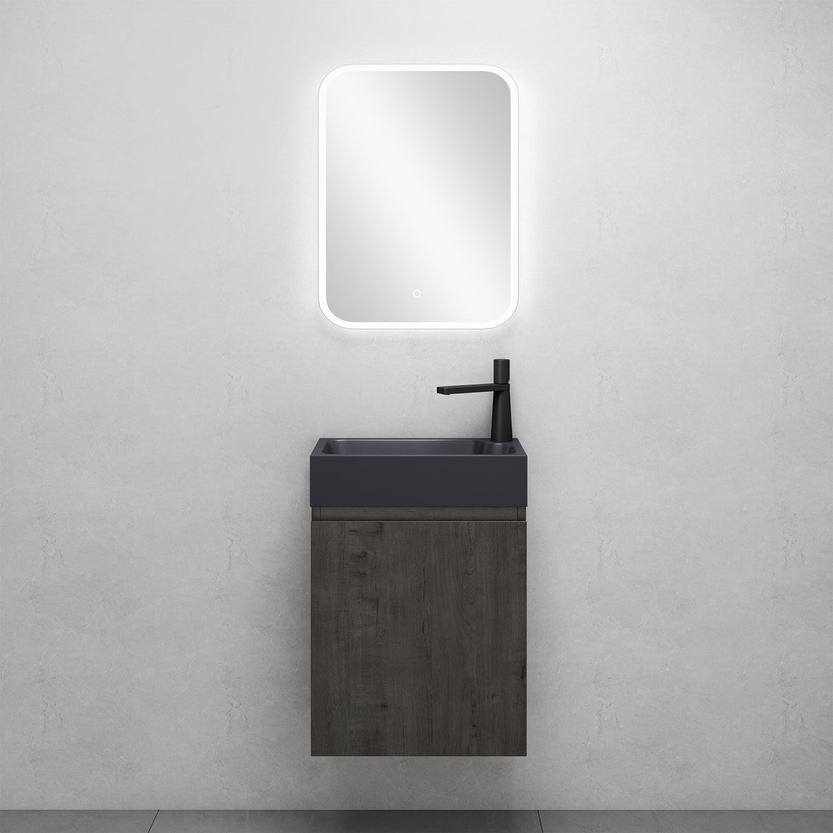 glasvilla Badmöbelset Badezimmermöbel bestehend aus Waschbecken in Anthrazit Matt und Waschbeckenunterschrank BTH: 46x26x63cm Pisa02