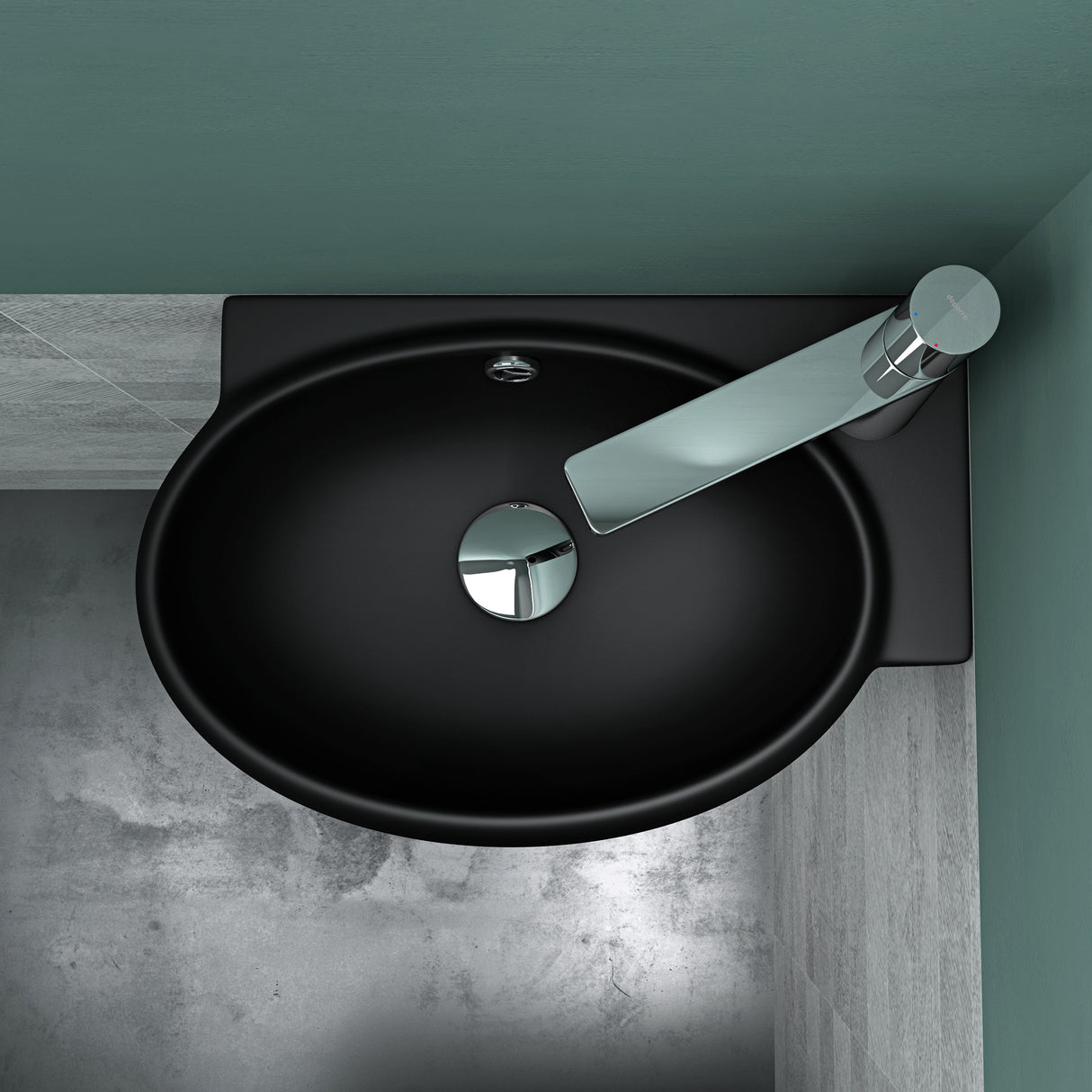 glasvilla Waschbecken Gäste WC Aufsatzwaschbecken Hängewaschbecken aus Keramik mit NANO, BTH: 42x28x15cm, Brüssel001