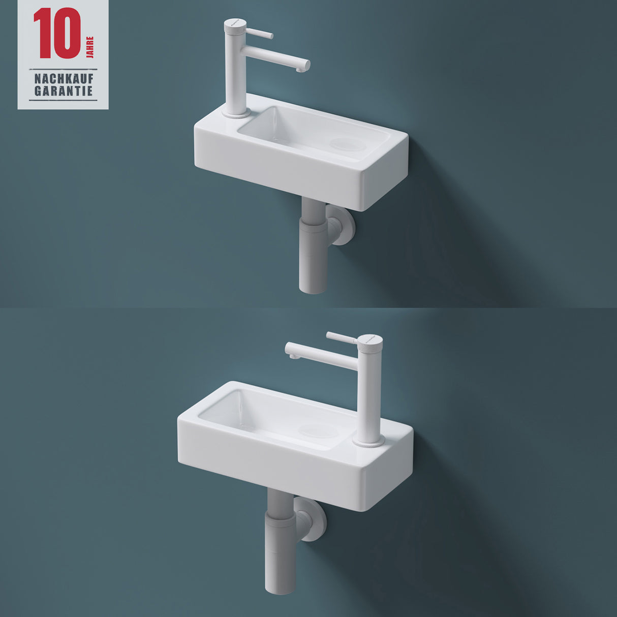 glasvilla Waschbecken Gäste-WC Hängewaschbecken aus Keramik in weiß mit Nano-Beschichtung Brüssel3053